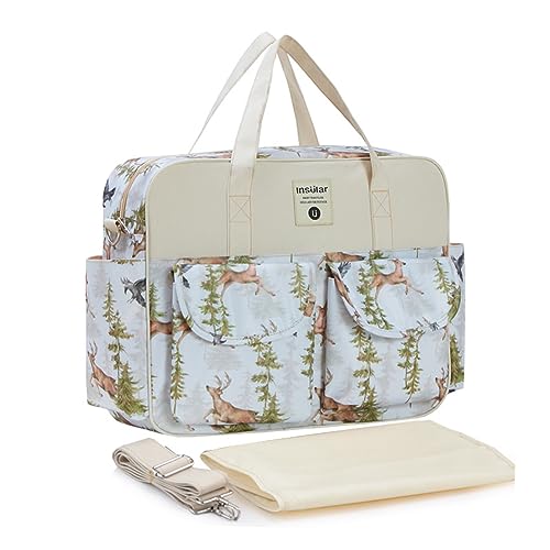 LYEAA Mutterschaft Baby Kinderwagen Taschen Vielseitige Leichte Umhängetasche Wasserdicht Große Kapazität Mode Outdoor Reisetasche, Waldelch, modisch von LYEAA