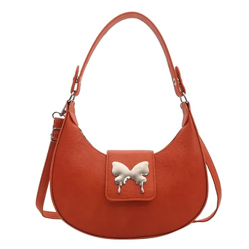LYEAA Niche Design Halbmondtasche PU-Leder Mode Halbmond Tasche Crossbody Tasche für Damen und Mädchen, Orange, 220.00x120.00x80.00mm/8.66x4.72x3.15inch von LYEAA