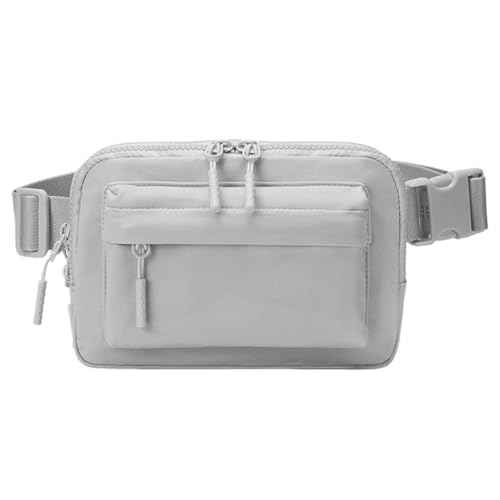 LYEAA Nylon-Gürteltasche mit mehreren Taschen – wasserdicht, leicht, verstellbarer Crossbody-Gurt für Outdoor-Sportarten und Reisen, hellgrau, modisch von LYEAA