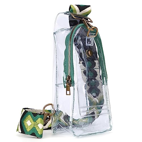 LYEAA PVC Transparente Frauen Brusttasche Klar Retro Sling Taille Pack Boho Breiter Gurt Damen Crossbody Taschen for Outdoor Sport Reisen, dunkelgrün, Modisch von LYEAA