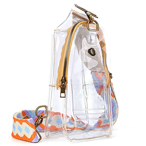 LYEAA PVC Transparente Frauen Brusttasche Klar Retro Sling Taille Pack Boho Breiter Gurt Damen Crossbody Taschen for Outdoor Sport Reisen, gelb, Modisch von LYEAA