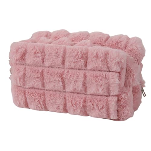 LYEAA Plüsch Bleistiftkoffer mit Reißverschluss Frauen Make -up -Tasche Make -up -Beutel mit Festkörperbeutel für Reisen (Rosa) von LYEAA