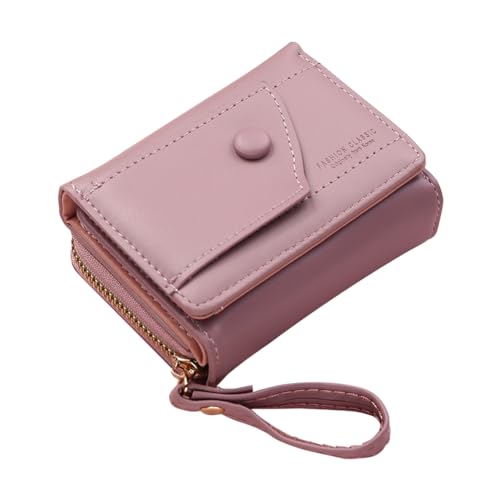 LYEAA Reißverschluss Brieftasche Verschluss Tri-fold Kartenhalter Klassische Frauen Tasche Geldbörse Solide PU Leder Tägliche Brieftasche, violett, 4.13x3.15x1.57inch, Minimalistisch von LYEAA