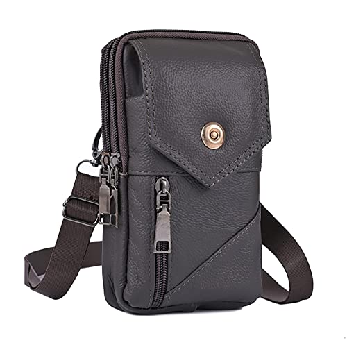 LYEAA Stilvolle Umhängetasche für Herren, wasserdicht, Leder, Vintage-Brusttasche, leicht, Vintage, Hüfttasche, für Herren, Reisen, Outdoor, Schwarz / Braun, Casual von LYEAA