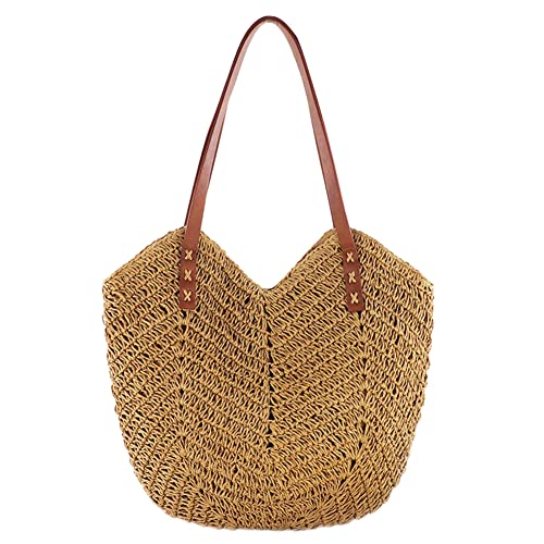 LYEAA Stroh Tasche Handtasche große Kapazität Sommer Strandtasche for Frauen Rattan Schulter Handtasche Stroh gewebt Tote Bambus Handtasche Wicker Bag Urlaub Reise for Mütter Geschenk (Braun) von LYEAA