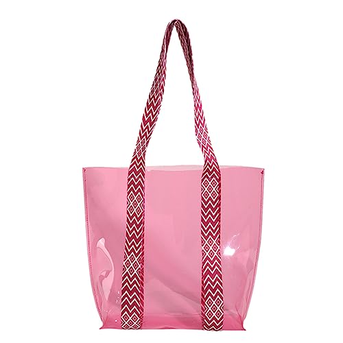 LYEAA Transparente Damen-Umhängetasche, wasserdicht, PVC, Einkaufstasche, Strand, Freizeittasche (Rosa), rose, 24x19x4cm/9.45x7.48x1.57in von LYEAA