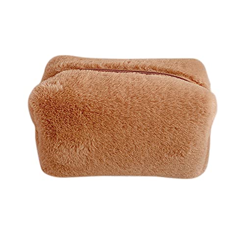 LYEAA Weiche Kosmetiktasche, bezaubernde, flauschige Make-up-Aufbewahrungstasche, Reise-Wasch-Aufbewahrungstasche, Fuzzy-Make-up-Organizer-Tasche, hellbraun, modisch von LYEAA