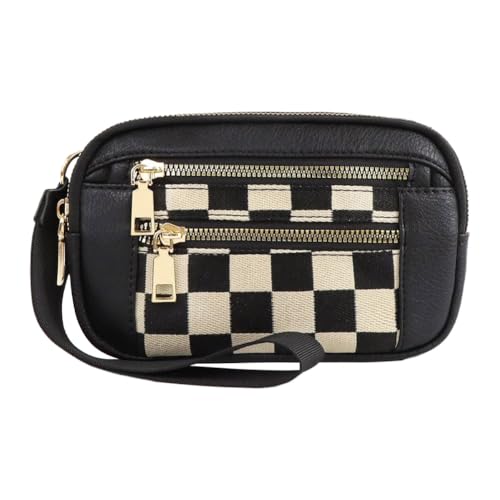 LYEAA Women Checkerboard Muster Armband Brieftasche PU Leder weibliche Münzbeutel (schwarz) von LYEAA