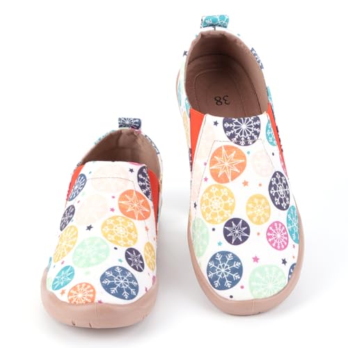 LYEAA Women Christmas Slaser Slips auf Wohnungen Anti -Schlupf -Leichter Wanderlaafer atmungsaktiv bequemer Bootsschuhe runden Zehen Weihnachtsfeier (38 Multicolor) von LYEAA