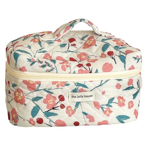 LYEAA Women Tote Make -up -Tasche mit Reißverschluss Gesteppte fragmentierte tragbare Aufbewahrung Beutel Großer Kapazität Toilettenorganisator für Outdoor -Reise (Stil 1) von LYEAA