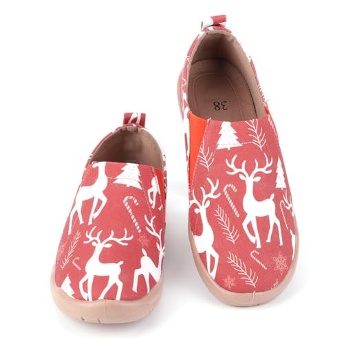 LYEAA Women WHORY TOAFERS Leinwand Wanderschuhe Anti -Slip -Freizeit -Reisebereich Atmungsabstimmung leichte Wanderlaafer runde Zehen Weihnachtsfeier (40 rot) von LYEAA