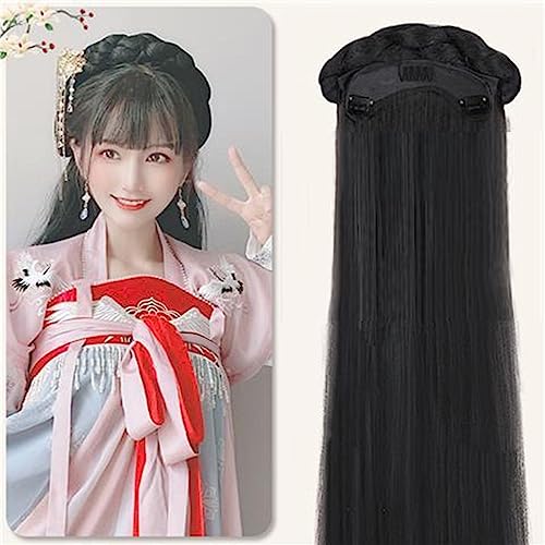 Chinesische alte Perücke Frauen Hanfu Perücken Kopfschmuck Fotografie Tanz Zubehör Perücken schwarz for Frauen integrierte Haarknoten (Color : #2) von LYHHGS