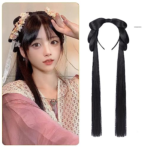 Chinesische alte Perücke Frauen Hanfu Perücken Kopfschmuck Fotografie Tanz Zubehör Perücken schwarz for Frauen integrierte Haarknoten (Color : 23.43-04) von LYHHGS