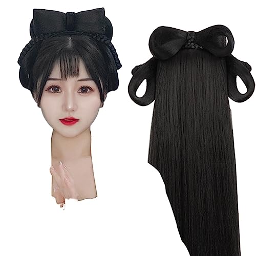 Chinesische alte Perücke Frauen Hanfu Perücken Kopfschmuck Fotografie Tanz Zubehör Perücken schwarz for Frauen integrierte Haarknoten (Color : #24) von LYHHGS