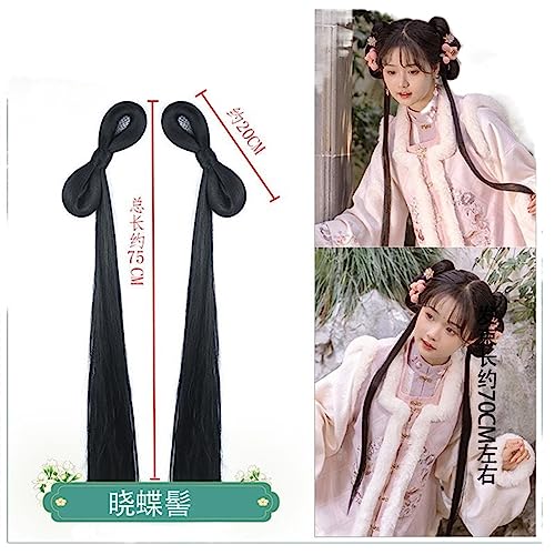 Chinesische alte Perücke Frauen Hanfu Perücken Kopfschmuck Fotografie Tanz Zubehör Perücken schwarz for Frauen integrierte Haarknoten (Color : 24.06-01) von LYHHGS