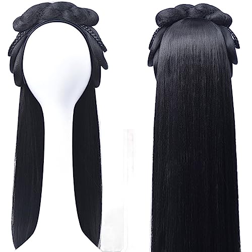 Chinesische alte Perücke Frauen Hanfu Perücken Kopfschmuck Fotografie Tanz Zubehör Perücken schwarz for Frauen integrierte Haarknoten (Color : #27) von LYHHGS