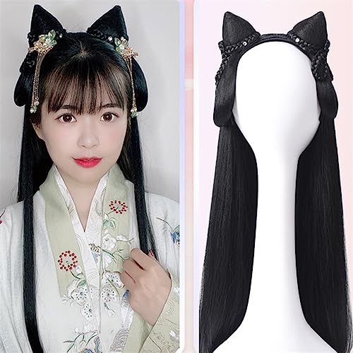 Chinesische alte Perücke Frauen Hanfu Perücken Kopfschmuck Fotografie Tanz Zubehör Perücken schwarz for Frauen integrierte Haarknoten (Color : #30) von LYHHGS