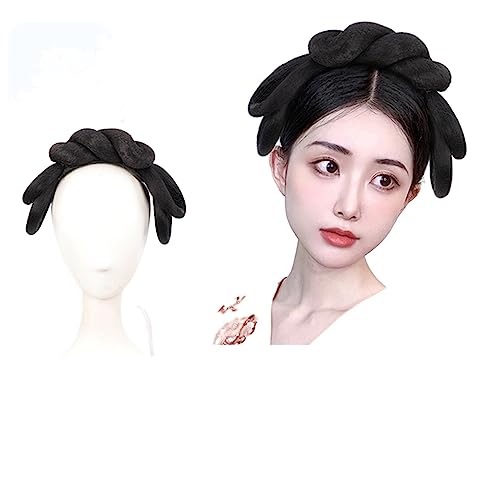 Synthetic Chinese Traditional Hanfu Wig Hair Bun Retro Black Chignon Fake Ancient Chinese Hair Bun Princess Cosplay Wig (Color : Wig I) von LYHHGS