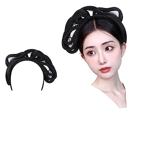 Synthetic Chinese Traditional Hanfu Wig Hair Bun Retro Black Chignon Fake Ancient Chinese Hair Bun Princess Cosplay Wig (Color : Wig K) von LYHHGS