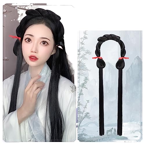 Synthetische Vintage Cosplay Haarknoten Hanfu chinesischen alten Stil Stirnband Haar-Accessoires Mehrzweck alte Perücke (Color : VM90) von LYHHGS