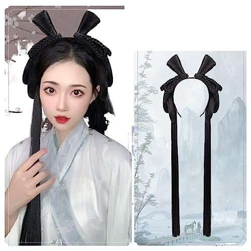 Synthetische Vintage Cosplay Haarknoten Hanfu chinesischen alten Stil Stirnband Haar-Accessoires Mehrzweck alte Perücke (Color : VM95) von LYHHGS