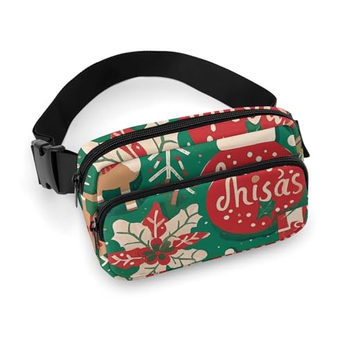 Bauchtasche für Damen und Herren, Gürteltasche mit verstellbarem Riemen, Fahrrad-Hüfttasche für den Alltag, Weihnachten, 20x13cm von LYHVSFJW