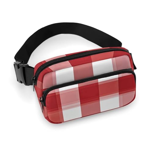 Bauchtasche für Damen und Herren, Gürteltasche mit verstellbarem Riemen, schwarze Weltkarte, Hüfttasche für den Alltag, Karierte weiße Quadrate, 20x13cm von LYHVSFJW