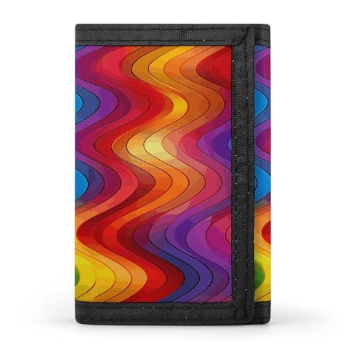 LYHVSFJW Daisy TriFold Geldbörse mit 8 Kartenfächern, schlankes Münzfach mit Reißverschluss, geteilte Geldscheine für Männer und Frauen, regenbogenfarben, Einheitsgröße, Modern von LYHVSFJW