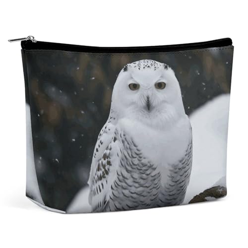 LYHVSFJW Kosmetiktasche, Make-up-Tasche für Damen, tragbare Make-up-Tasche, Atomsterne, Retro-Muster, Reise-Kulturbeutel für Reisezubehör, Schneeeule, Einheitsgröße von LYHVSFJW