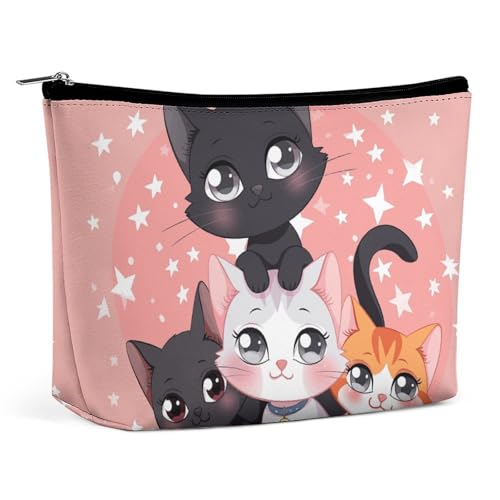 LYHVSFJW Kosmetiktasche, Make-up-Tasche für Damen, tragbare Make-up-Tasche, Cartoon, kleine Insekten, Make-up-Kulturbeutel für Reisezubehör, Cartoon-Katze, Einheitsgröße von LYHVSFJW