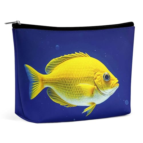 LYHVSFJW Kosmetiktasche, Make-up-Tasche für Damen, tragbare Make-up-Tasche, Cartoon, niedlicher Otter-Make-up-Koffer, Reise-Kulturbeutel für Reisezubehör, Fliegengelber Fisch, Einheitsgröße von LYHVSFJW