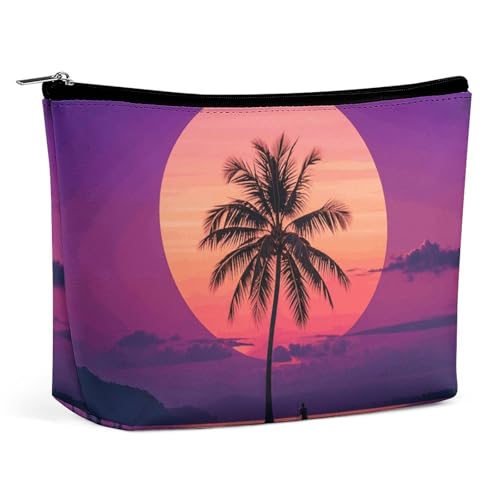LYHVSFJW Kosmetiktasche, Make-up-Tasche für Damen, tragbare Make-up-Tasche, Dampfzug, Wolken, Make-up-Kulturbeutel, Reise-Kulturbeutel für Reisezubehör, Palme Purple Sunset, Einheitsgröße LYHVSFJW Kosmetiktasche, Make-up-Tasche für Damen, tragbare Make-up-Tasche, Dampfzug, Wolken, Make-up-Kulturbeutel, Reise-Kulturbeutel für Reisezubehör, Palme Purple Sunset, Einheitsgröße von LYHVSFJW