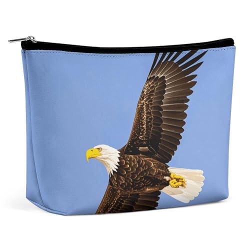 LYHVSFJW Kosmetiktasche, Make-up-Tasche für Damen, tragbare Make-up-Tasche, England-Symbole, Make-up-Tasche, Reise-Kulturbeutel für Reisezubehör, 3D Weißkopfseeadler fliegend, Einheitsgröße von LYHVSFJW