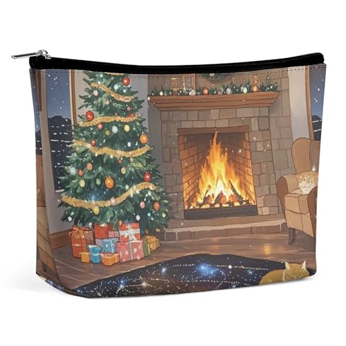LYHVSFJW Kosmetiktasche, Make-up-Tasche für Damen, tragbare Make-up-Tasche, Fensterbank, Weihnachtsbaum, Make-up-Kulturbeutel für Reisezubehör, Schlafendes Kätzchen, Einheitsgröße LYHVSFJW Kosmetiktasche, Make-up-Tasche für Damen, tragbare Make-up-Tasche, Fensterbank, Weihnachtsbaum, Make-up-Kulturbeutel für Reisezubehör, Schlafendes Kätzchen, Einheitsgröße von LYHVSFJW