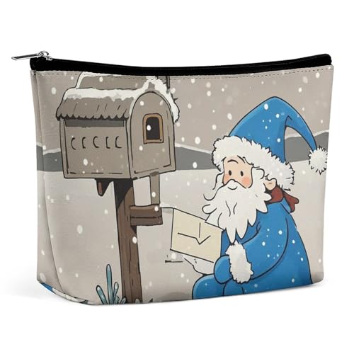 LYHVSFJW Kosmetiktasche, Make-up-Tasche für Damen, tragbare Make-up-Tasche, Fensterbank, Weihnachtsbaum, Make-up-Kulturbeutel für Reisezubehör, Schnee-Buchstaben, Einheitsgröße von LYHVSFJW