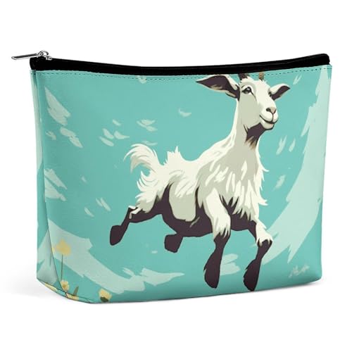 LYHVSFJW Kosmetiktasche, Make-up-Tasche für Damen, tragbare Make-up-Tasche, Giraffe und Sonnenblume, Reise-Kulturbeutel für Reisezubehör, Ziegenfrolic, Einheitsgröße von LYHVSFJW