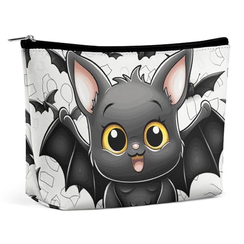 LYHVSFJW Kosmetiktasche, Make-up-Tasche für Damen, tragbare Make-up-Tasche, Halloween, Kürbis, Hexe, Make-up-Kulturbeutel, Reise-Kulturbeutel für Reisezubehör, Niedlicher Fledermaus, Einheitsgröße LYHVSFJW Kosmetiktasche, Make-up-Tasche für Damen, tragbare Make-up-Tasche, Halloween, Kürbis, Hexe, Make-up-Kulturbeutel, Reise-Kulturbeutel für Reisezubehör, Niedlicher Fledermaus, Einheitsgröße von LYHVSFJW