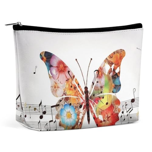 LYHVSFJW Kosmetiktasche, Make-up-Tasche für Damen, tragbare Make-up-Tasche, Make-up-Themenmuster, Make-up-Tasche, Reise-Kulturbeutel für Reisezubehör, Musik-Schmetterling, Einheitsgröße von LYHVSFJW