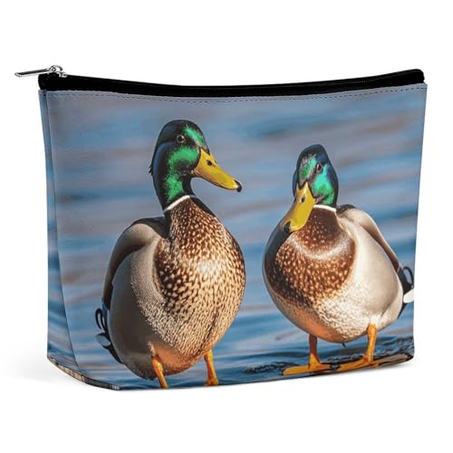 LYHVSFJW Kosmetiktasche, Make-up-Tasche für Damen, tragbare Make-up-Tasche, Make-up-Themenmuster, Make-up-Tasche, Reise-Kulturbeutel für Reisezubehör, Zwei Stockenten, Einheitsgröße von LYHVSFJW