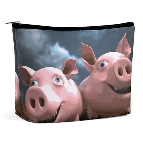 LYHVSFJW Kosmetiktasche, Make-up-Tasche für Damen, tragbare Make-up-Tasche, Papillon in der Box, Make-up-Kulturbeutel, Reise-Kulturbeutel für Reisezubehör, Lustige 3D-Schweine, Einheitsgröße von LYHVSFJW