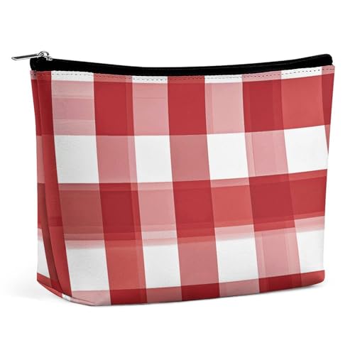 LYHVSFJW Kosmetiktasche, Make-up-Tasche für Damen, tragbare Make-up-Tasche, Regenbogen-Muster, Make-up-Tasche, Reise-Kulturbeutel für Reisezubehör, Karierte weiße Quadrate, Einheitsgröße von LYHVSFJW