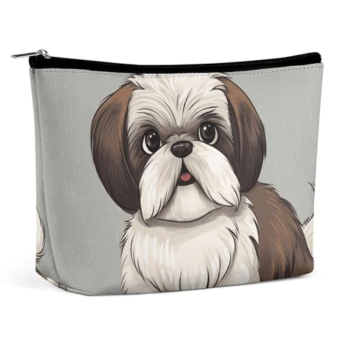 LYHVSFJW Kosmetiktasche, Make-up-Tasche für Damen, tragbare Make-up-Tasche, Samurai-Make-up-Tasche, Reise-Kulturbeutel für Reisezubehör, Shih Tzu Hund, Einheitsgröße von LYHVSFJW
