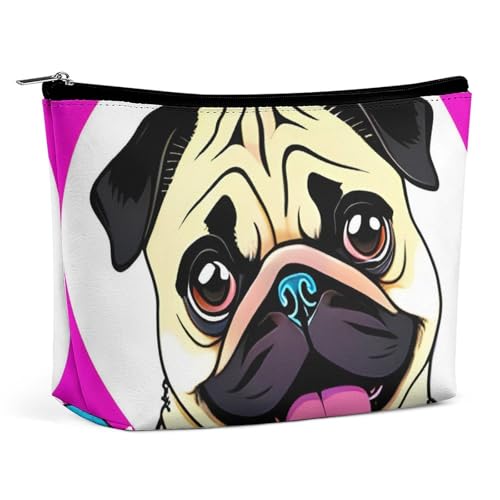 LYHVSFJW Kosmetiktasche, Make-up-Tasche für Damen, tragbare Make-up-Tasche, Schneeleopard, Berge, Make-up-Kulturbeutel für Reisezubehör, Lustiger Mops-Welpe mit Cartoon-Motiv, Einheitsgröße LYHVSFJW Kosmetiktasche, Make-up-Tasche für Damen, tragbare Make-up-Tasche, Schneeleopard, Berge, Make-up-Kulturbeutel für Reisezubehör, Lustiger Mops-Welpe mit Cartoon-Motiv, Einheitsgröße von LYHVSFJW