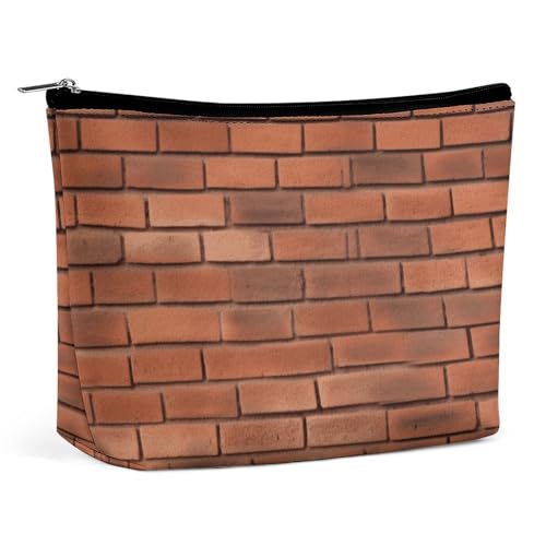 LYHVSFJW Kosmetiktasche, Make-up-Tasche für Damen, tragbare Make-up-Tasche, Schneeleopard, Berge, Make-up-Kulturbeutel für Reisezubehör, Rote Ziegelmauer., Einheitsgröße von LYHVSFJW