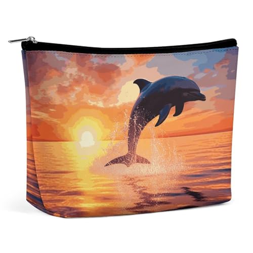LYHVSFJW Kosmetiktasche, Make-up-Tasche für Damen, tragbare Make-up-Tasche, Sonnenuntergang, Delfin, Reise-Kulturbeutel für Reisezubehör, Sonnenuntergang Delphin, Einheitsgröße LYHVSFJW Kosmetiktasche, Make-up-Tasche für Damen, tragbare Make-up-Tasche, Sonnenuntergang, Delfin, Reise-Kulturbeutel für Reisezubehör, Sonnenuntergang Delphin, Einheitsgröße von LYHVSFJW