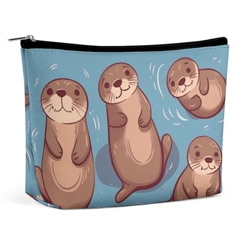 LYHVSFJW Kosmetiktasche, Make-up-Tasche für Damen, tragbare Make-up-Tasche, Weihnachtsmann-Make-up-Tasche, Reise-Kulturbeutel für Reisezubehör, Niedliche braune Otter, Einheitsgröße von LYHVSFJW