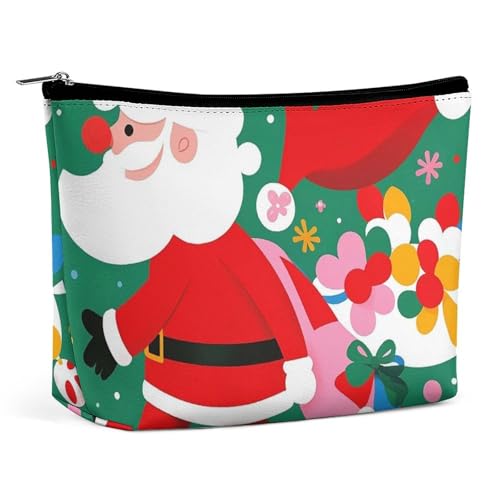LYHVSFJW Kosmetiktasche, Make-up-Tasche für Damen, tragbare Make-up-Tasche, Weihnachtsmann in den Schneeflocken, Make-up-Kulturbeutel für Reisezubehör, Weihnachtsmann, Einheitsgröße von LYHVSFJW