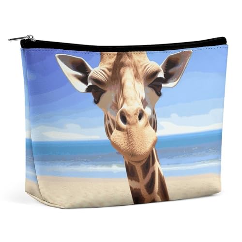 LYHVSFJW Kosmetiktasche, Make-up-Tasche für Damen, tragbare Make-up-Tasche, blauer Hai, Reise-Kulturbeutel für Reisezubehör, Strandgiraffe, Einheitsgröße LYHVSFJW Kosmetiktasche, Make-up-Tasche für Damen, tragbare Make-up-Tasche, blauer Hai, Reise-Kulturbeutel für Reisezubehör, Strandgiraffe, Einheitsgröße von LYHVSFJW