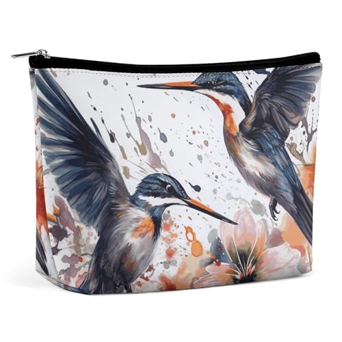LYHVSFJW Kosmetiktasche, Make-up-Tasche für Damen, tragbare Make-up-Tasche, bunt mit Schmetterling, Reise-Kulturbeutel für Reisezubehör, Kunst mit Lilienblumen, Vögeln, Aquarell, Einheitsgröße LYHVSFJW Kosmetiktasche, Make-up-Tasche für Damen, tragbare Make-up-Tasche, bunt mit Schmetterling, Reise-Kulturbeutel für Reisezubehör, Kunst mit Lilienblumen, Vögeln, Aquarell, Einheitsgröße von LYHVSFJW
