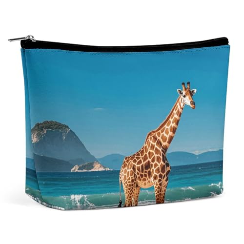 LYHVSFJW Kosmetiktasche, Make-up-Tasche für Damen, tragbare Make-up-Tasche, bunte Rose mit Wasser, Make-up-Tasche, Reise-Kulturbeutel für Reisezubehör, Giraffen, Einheitsgröße von LYHVSFJW